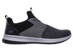 SKECHERS, leichte Herren-Slipper, mit elastischer Zierschnürung GRAU-SCHWARZ
